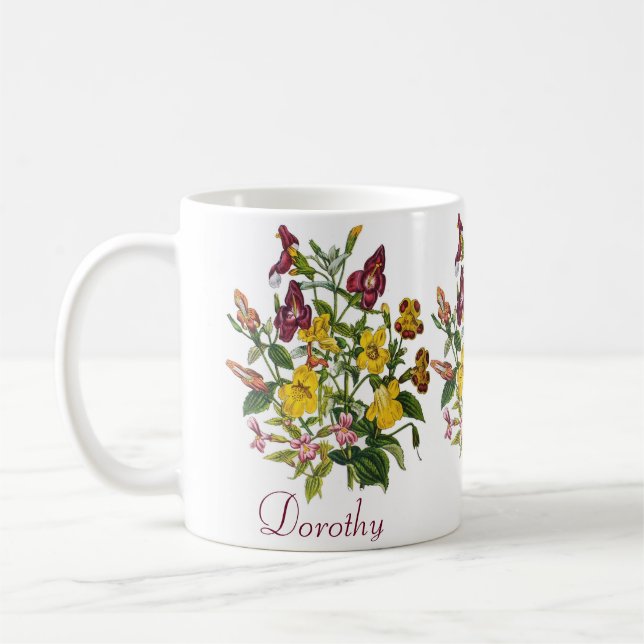 Personlig, apa-blommor kaffemugg (Vänster)