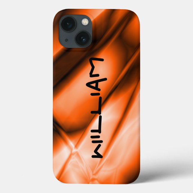 Personlig apelsinfärgad iPhone-tufft fodral (Baksida)