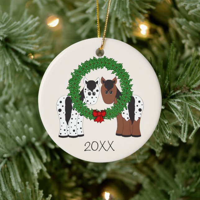 Personlig Appaloosa Horse Ett par första jul Julgransprydnad Keramik (Träd)