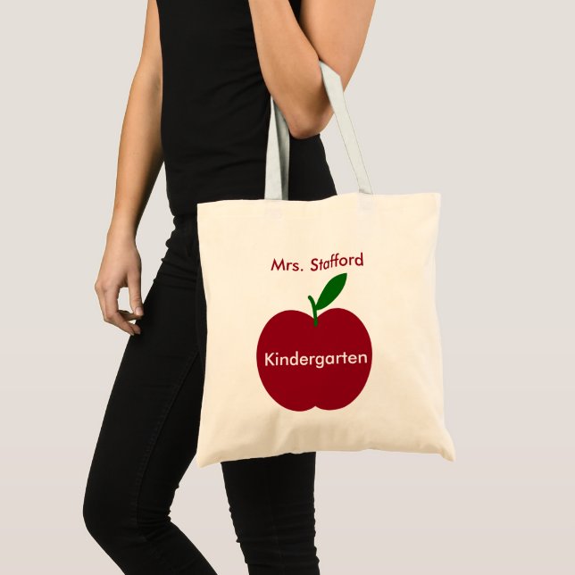 Personlig Äpple Röd Och Grön För Lärare Tygkasse (Framsida (produkt))