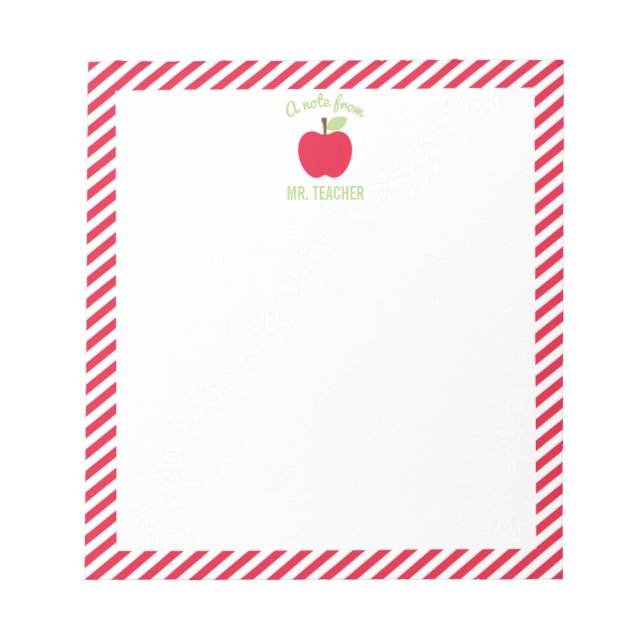 Personlig Apple Teacher Anteckningsblock, Red Anteckningsblock (Framsida)