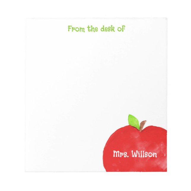 Personlig Apple Teacher Kindergarten Anteckningsbl Anteckningsblock (Framsida)