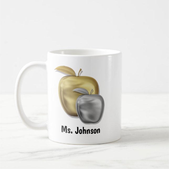 Personlig Apple Teacher Namn Tack Kaffemugg (Vänster)