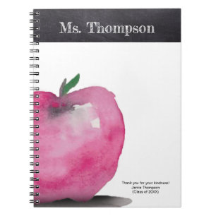 Personlig Apple Watercolor Tack Lärare Anteckningsbok