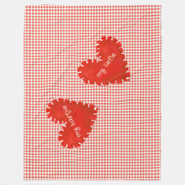 Personlig Applique Hearts Gingham Daisys Fleecefilt