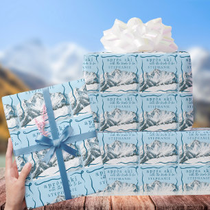 Personlig Apres Ski Blå Vinter Bröllopsdusch Presentpapper