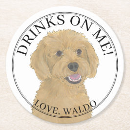 Personlig Apricot Golden Doodle Hund Bröllop Underlägg Papper Rund