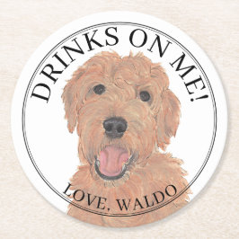 Personlig Apricot Golden Doodle Hund Bröllop Underlägg Papper Rund