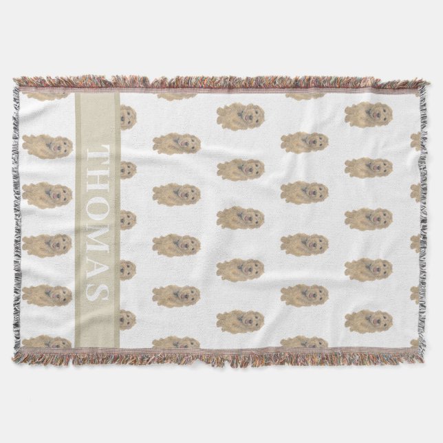 Personlig Apricot Golden Doodle Reversible Filt (Framsidan)