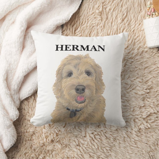 Personlig Apricot Golden Doodle Reversible Kudde (Filt)