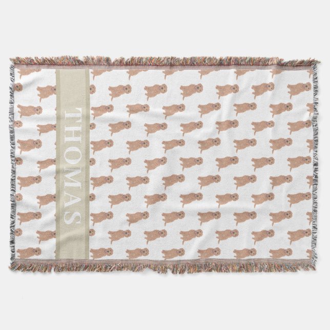 Personlig Aprikos Röd Golden Doodle Filt (Framsidan)