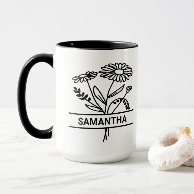Personlig April Birth Month Flower Mamma Namn Mugg (Med munk)