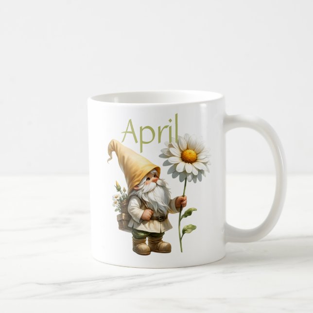 Personlig April Birth Month Garden Gnome Kaffemugg (Höger)