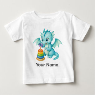 Personlig Aqua Akvarell Drak Kast Ring T Shirt