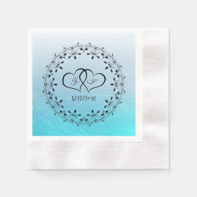 Personlig Aqua Blue Scratches Cocktail Napkin Pappersservett (Framsidan)