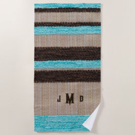 Personlig Aqua/Brw Vågrät Manar's Beach Towel