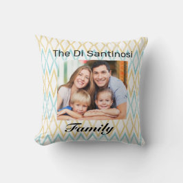 Personlig Aqua & Guld Diamond Family Photo Kudde