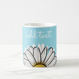 Personlig Aqua & Gult Daisy Coffee Mugg