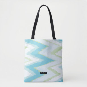 Personlig Aqua Ikat Chevron Mönster Bridesmaid Tygkasse