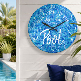Personlig Aqua Kakel Välkommen till Familjens Pool Stor Klocka