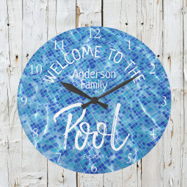 Personlig Aqua Kakel Välkommen till Familjens Pool Stor Klocka