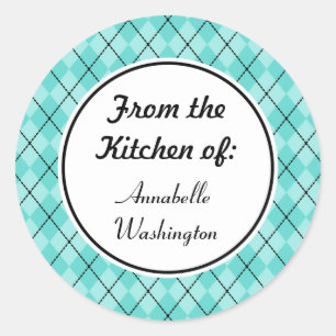 Personlig Aqua Kitchen Baking Gift Märkre Stickers Runt Klistermärke