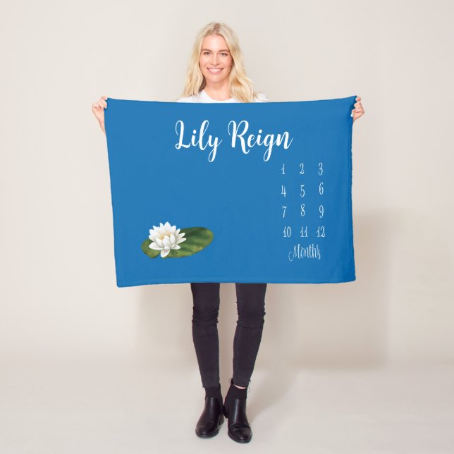 Personlig Aqua Lily Pad Baby Milestone Blanket Fleecefilt (På plats)
