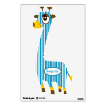 Personlig Aqua Rand Giraffe Wall Decal Baby