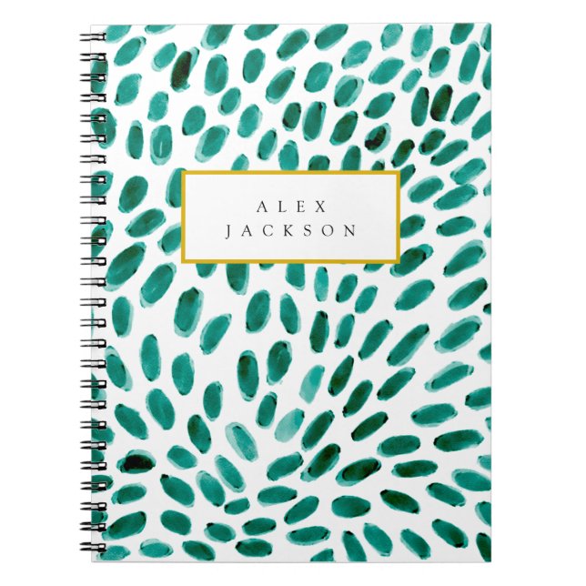 Personlig Aqua Teal Abstrakt Mönster Trendig Anteckningsbok (Framsidan)