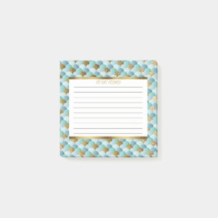 Personlig Aqua Teal Guld Självskalor 3x3 Post-it Block
