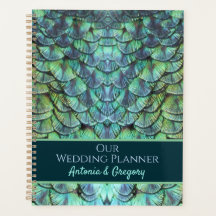 Personlig Aqua Vibrant Peacock Feathers Bröllop