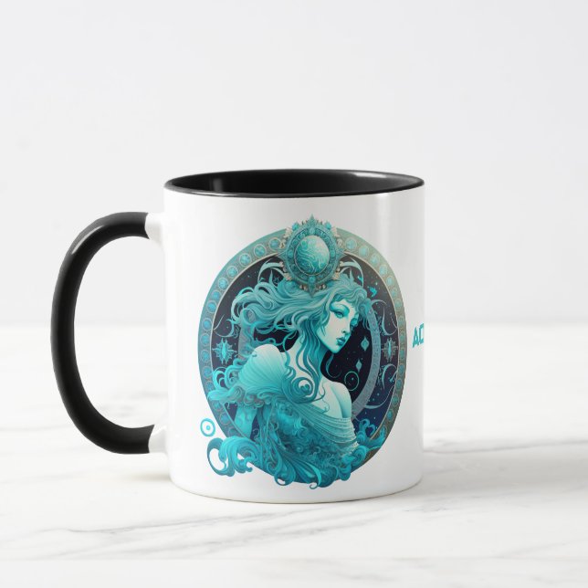 Personlig Aquarius Zodiac Astrology Birthday Mugg (Vänster)