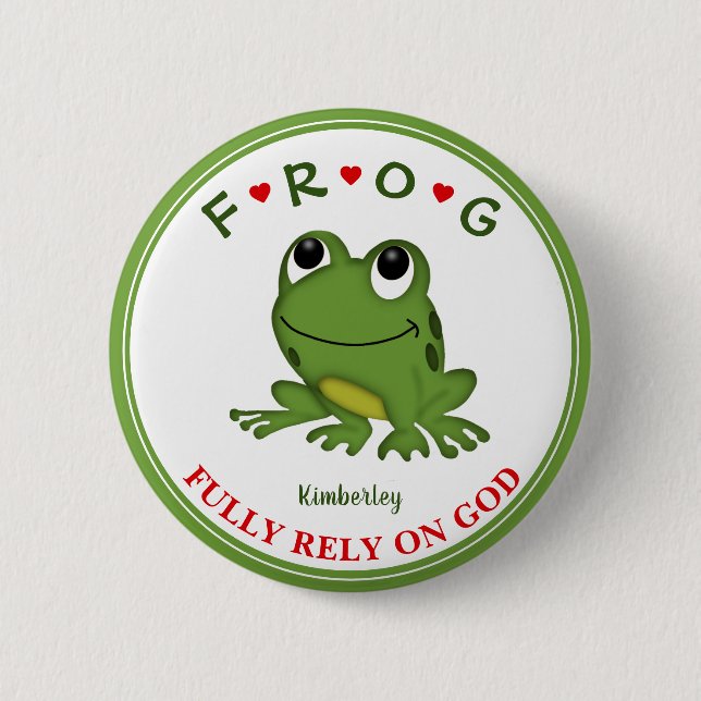 Personlig är helt beroende av Gud Frog Knapp (Framsida)