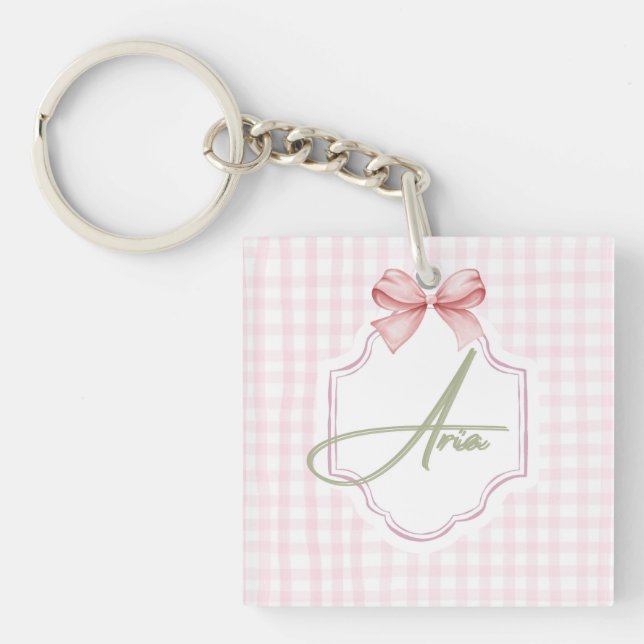 Personlig Aria Flicka Nursery Bow&Gingham (Framsidan)