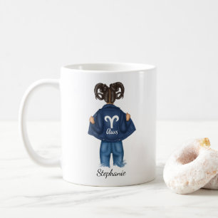 Personlig Aries Girl Jean Kaffemugg