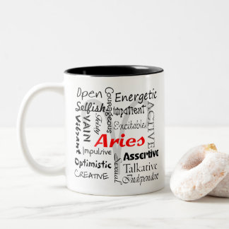 Personlig Aries Zodiac Astrology Collage Två-Tonad Mugg
