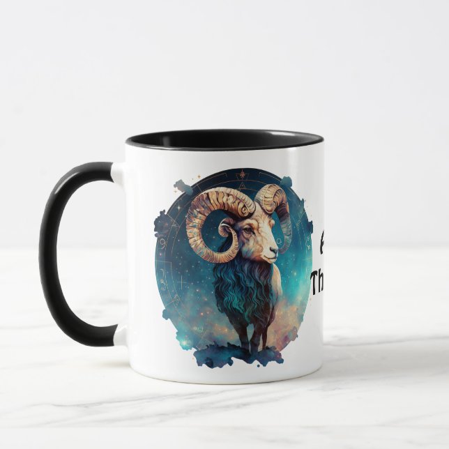 Personlig Aries Zodiac Ram Astrology Mugg (Vänster)