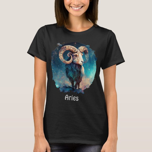 Personlig Aries Zodiac Ram Astrology T Shirt (Framsida)