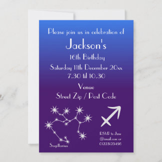 Personlig Aries Zodiak Galaxy Festinbjudan Inbjudningar