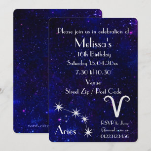 Personlig Aries Zodiak Galaxyfest Inbjudningar
