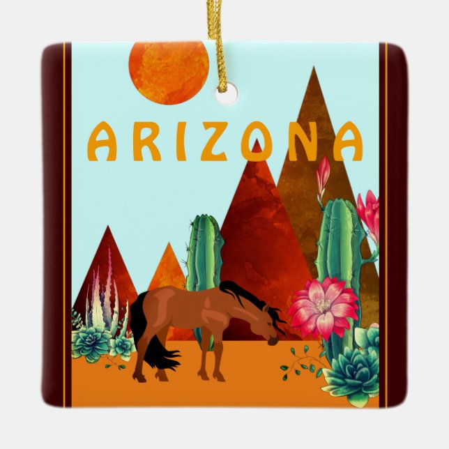 Personlig Arizona Desert Horse jul Julgransprydnad Keramik (Framsida)