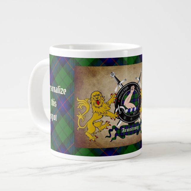 Personlig Armstrong Klan Badge & Tartan Jumbo Mugg (Framsida vänster)