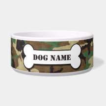 Personlig Army Woodland Camouflage Hund Bowl