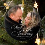 Personlig-årsdag Bröllop Photo Julgransprydnad Keramik<br><div class="desc">Minneshögtidlighålla din speciella milstolpe med vår Personlig-årsdag Bröllop fotokeramisk prydnad. Den har ett foto- och elegant-foto med ett personlig som belyser årsdagen. Denna minimalistiska och moderna utformning gör en tidlös keepé,  perfekt för att fira er bröllop-årsdag eller gåva till ett speciellt par!</div>