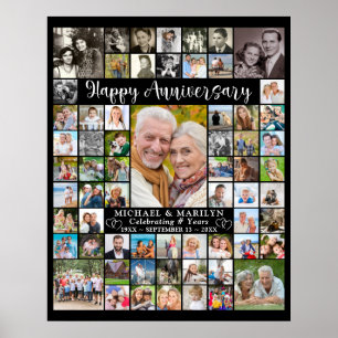 Personlig årsjubileum 64 Fotokollage Poster