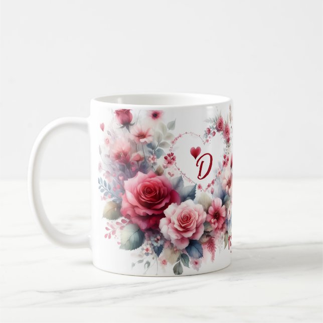 Personlig-årsjubileum med hjärtan kaffemugg (Vänster)
