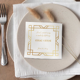 Personlig Art Deco Classic Guld Ram-citat Pappersservett