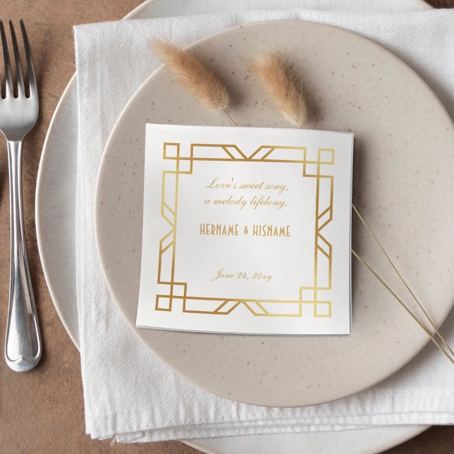 Personlig Art Deco Classic Guld Ram-citat Pappersservett (Skapare uppladdad)