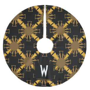Personlig - Art Deco Golden Sunbursts Julgransmatta Borstad Polyester