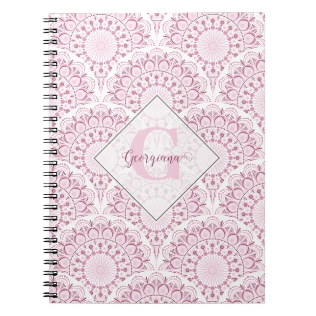 Personlig Art Deco Rosa Confetti Snöre Mandala Anteckningsbok (Framsidan)